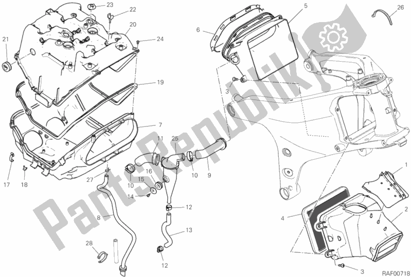 All parts for the Air Intake - Oil Breather of the Ducati Superbike Panigale V4 S Brasil 1100 2019